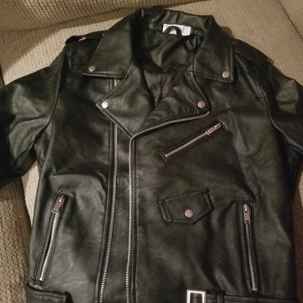 Faux leather moto jacket